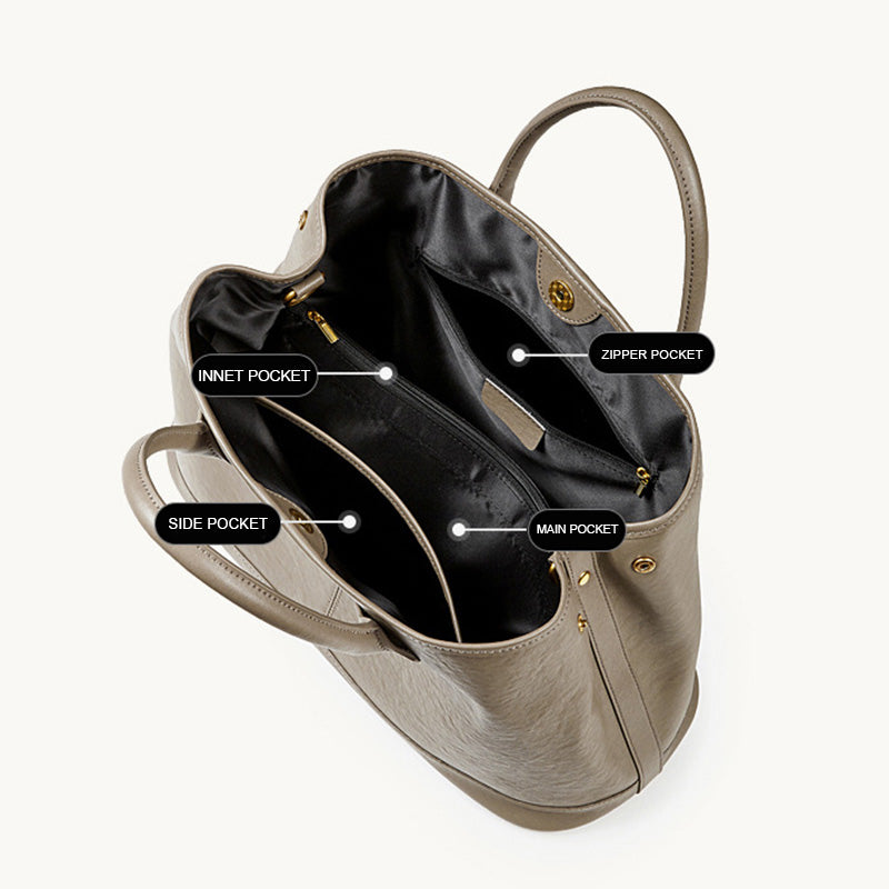 Women's Top-Grain Leather Large Capacity Tote Bag-RAIIFY