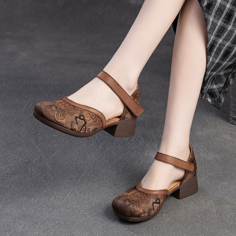 Women Retro Embroidery Comfort Leather Sandals-RAIIFY