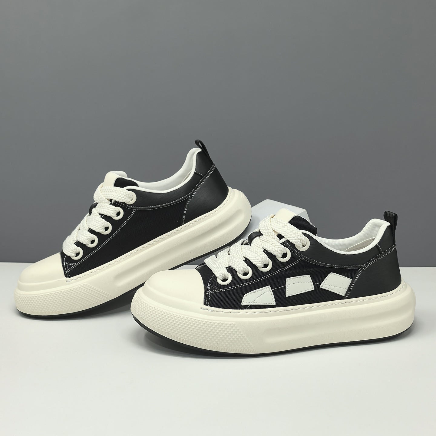 Men Breathable Color Block Thick Sole Platform Leisure Shoes-RAIIFY