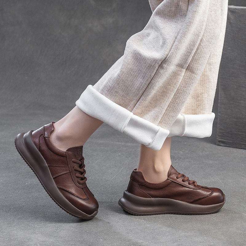 Women Minimalism Plain Quilted Leather Casual Shoes-RAIIFY