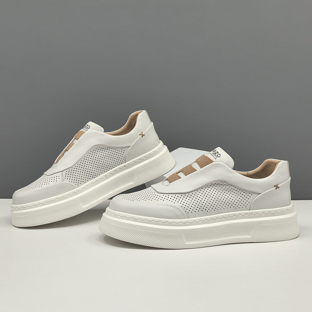 Men Fashion Breathable Leather Laceless Casual Shoes-RAIIFY