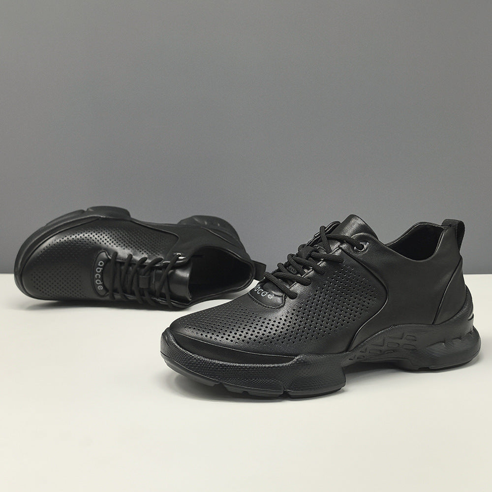 Men's Minimalism Plain Breathable Leather Casual Shoes-RAIIFY