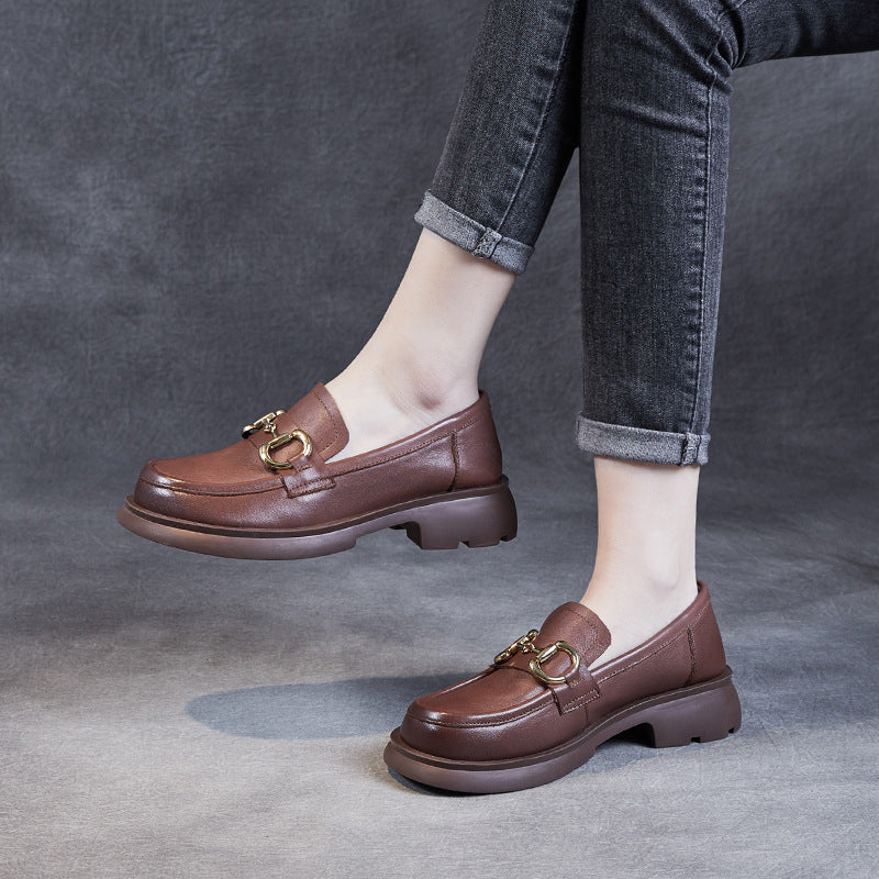 Women Retro Soft Leather Casual Loafers-RAIIFY