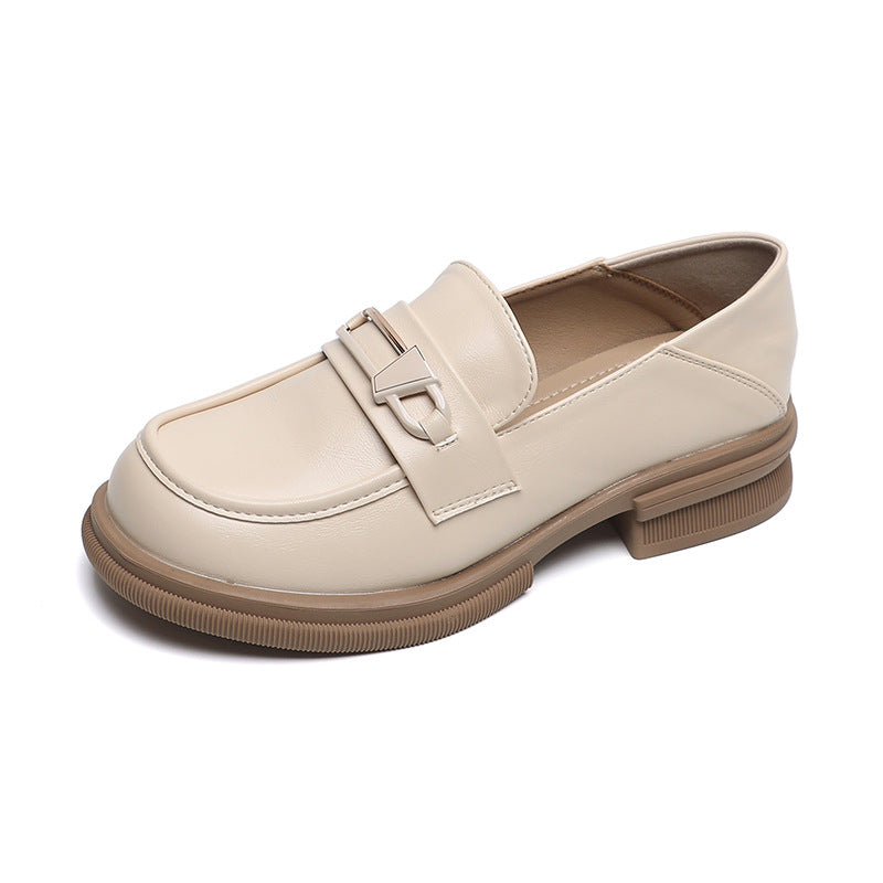 Women Soft Leather Minimalism Thick Soled Loafers-RAIIFY