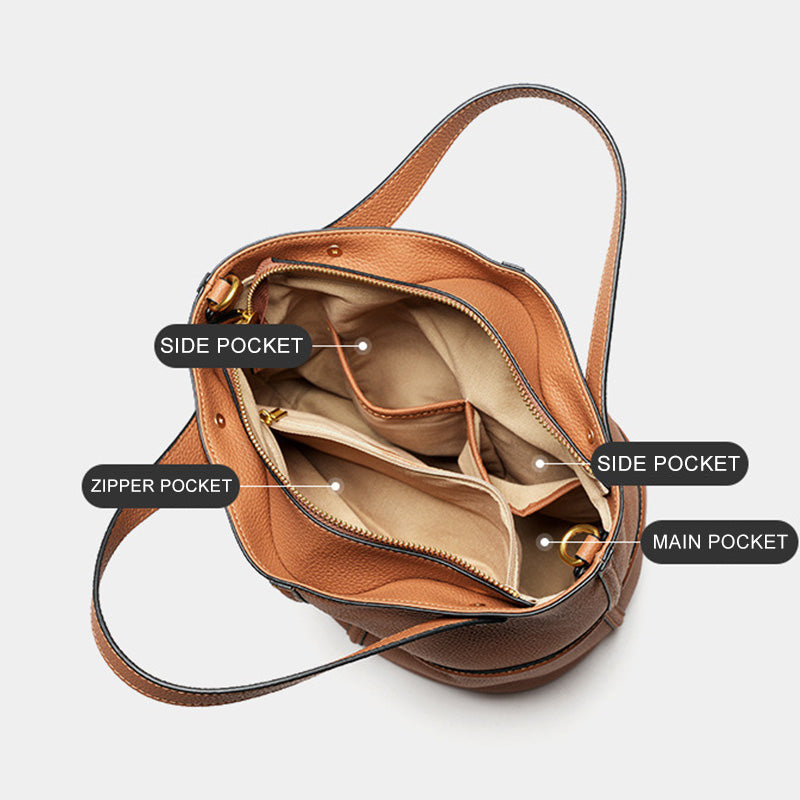 Women Fashoin Leather Cross Body Bucket Bag-RAIIFY