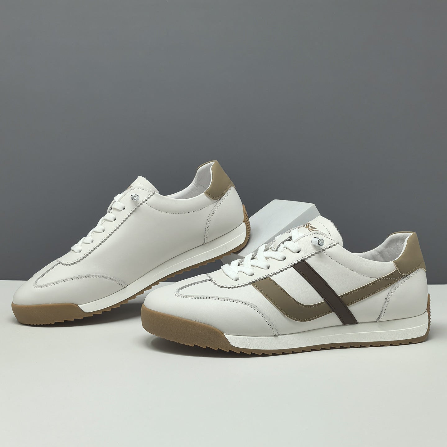 Men's Fashion Color Matching Leather Flat Casual Shoes-RAIIFY