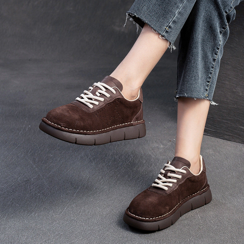 Women Minimalism Vintage Suede Flat Casual Shoes-RAIIFY