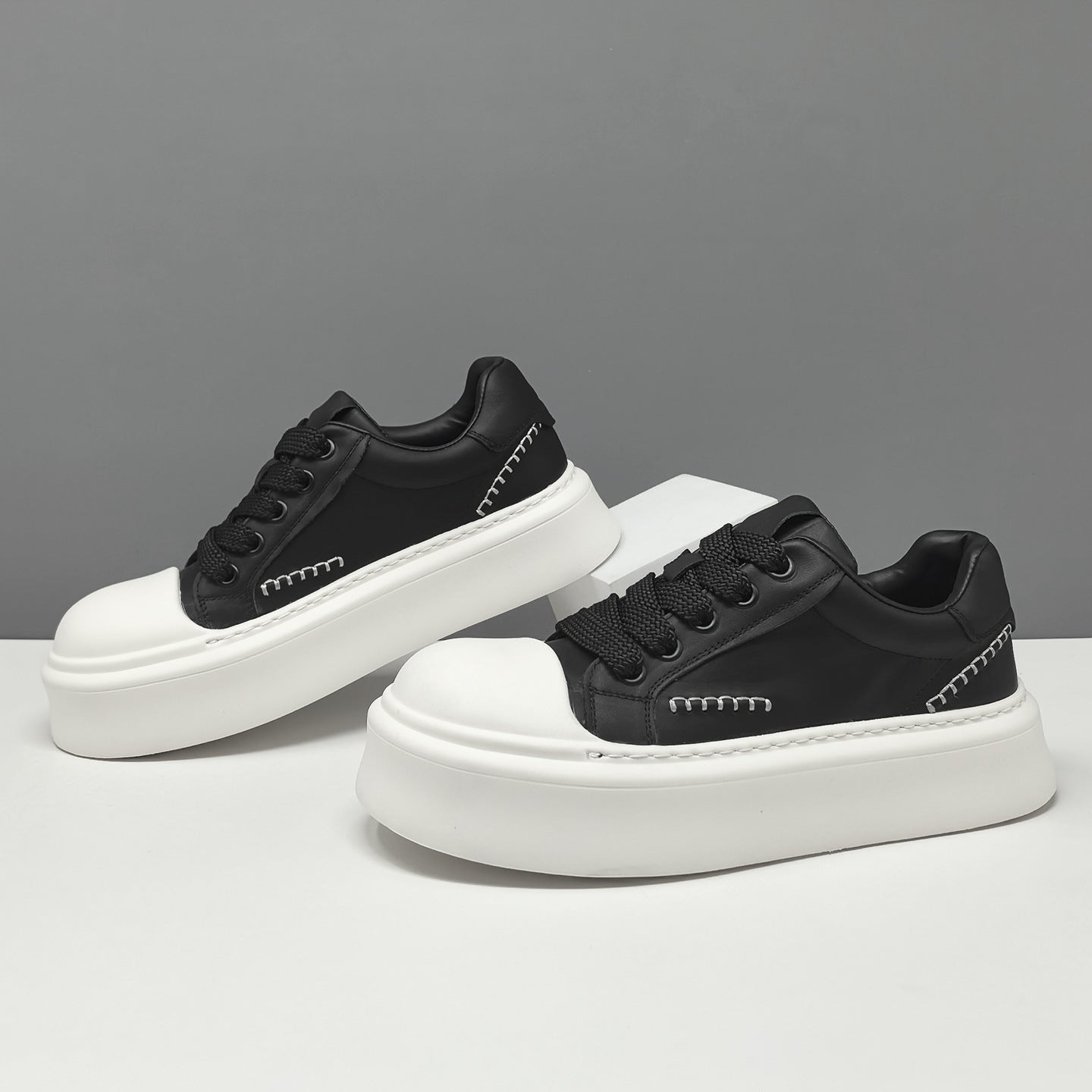 Men's Minimalist Quilted Leather Flat Casual Sneakers-RAIIFY