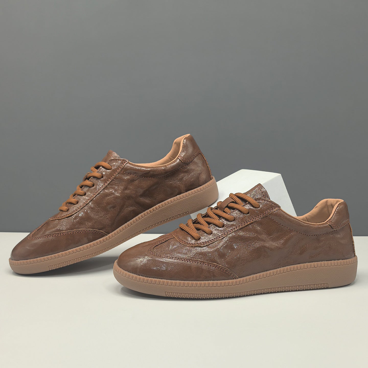 Men's Genuine Leather Breathable Lace Up Retro Casual Shoes-RAIIFY