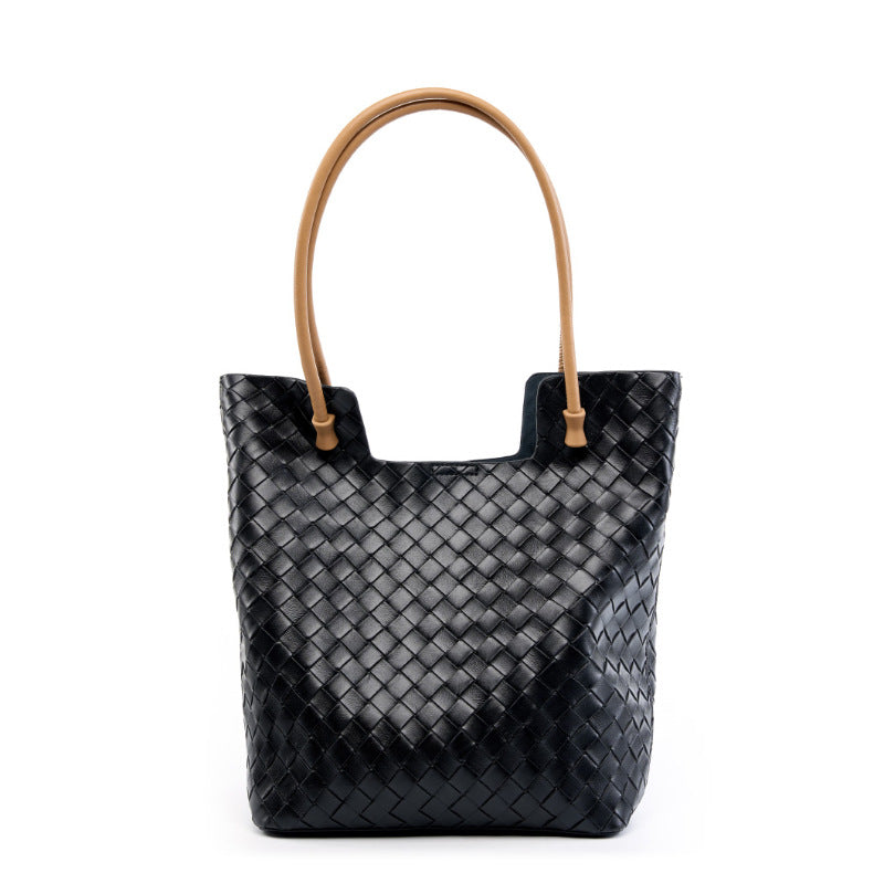 Women Fashion Handmade Plaited Leather Tote Shoulder Bag-RAIIFY