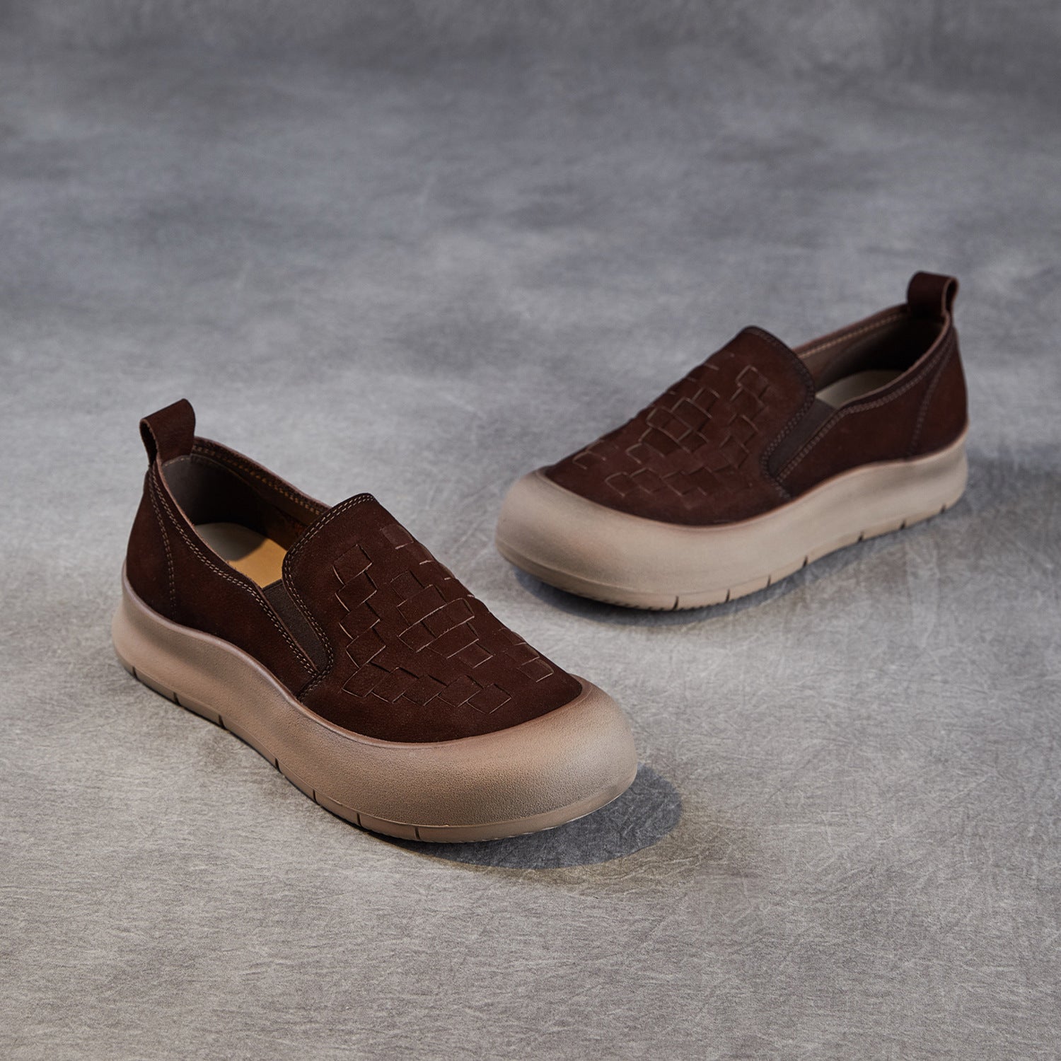 Women's Retro Woven Leather Casual Loafers-RAIIFY