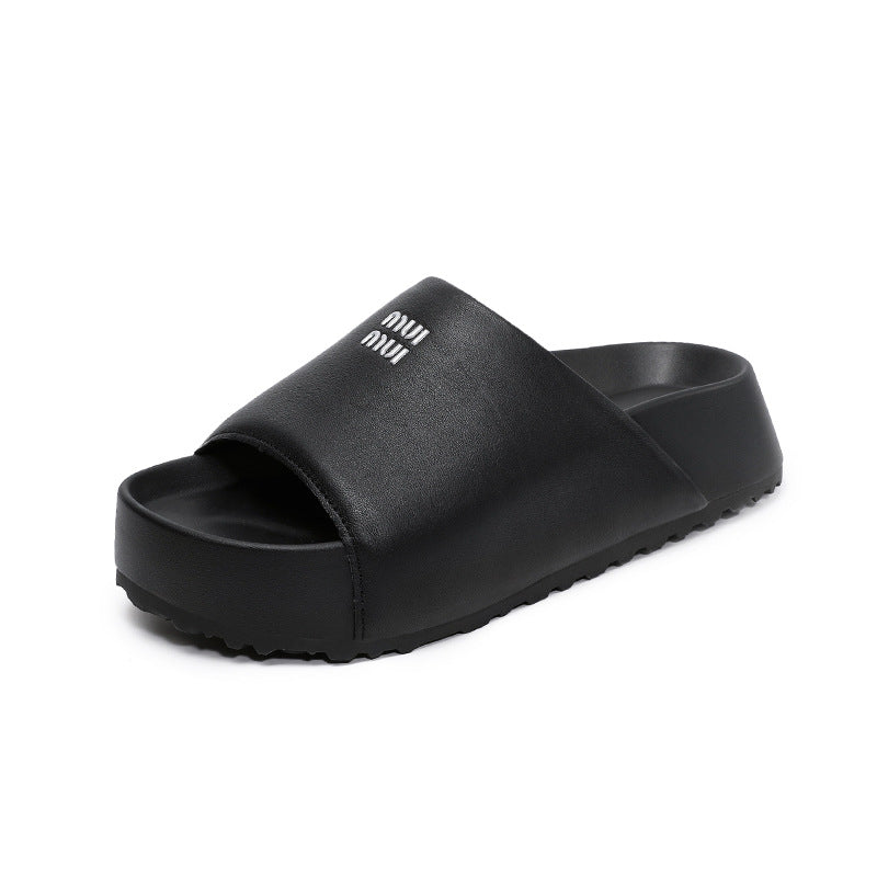 Women Minimalism Leather Anti-slip Casual Slides-RAIIFY