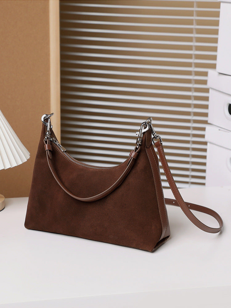 Women Minimalism Solid Suede Casual Shoulder Bag-RAIIFY