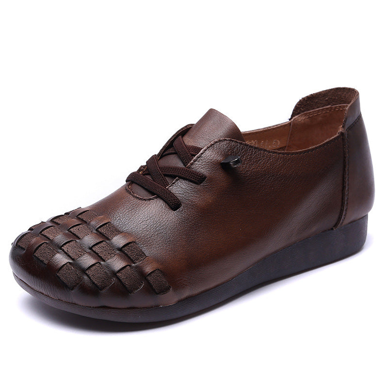 Women Retro Handmade Leather Soft Flats-RAIIFY