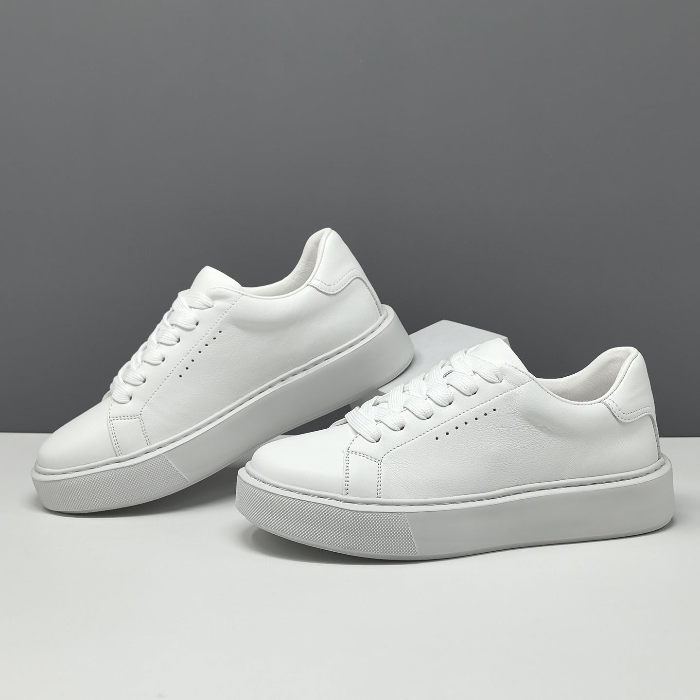 Men's Minimalist Plain Leather Breathable Skate Shoes-RAIIFY