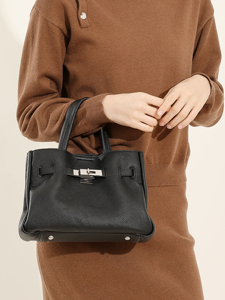 Women's Fashion Plain Leather Satchel Bag-RAIIFY