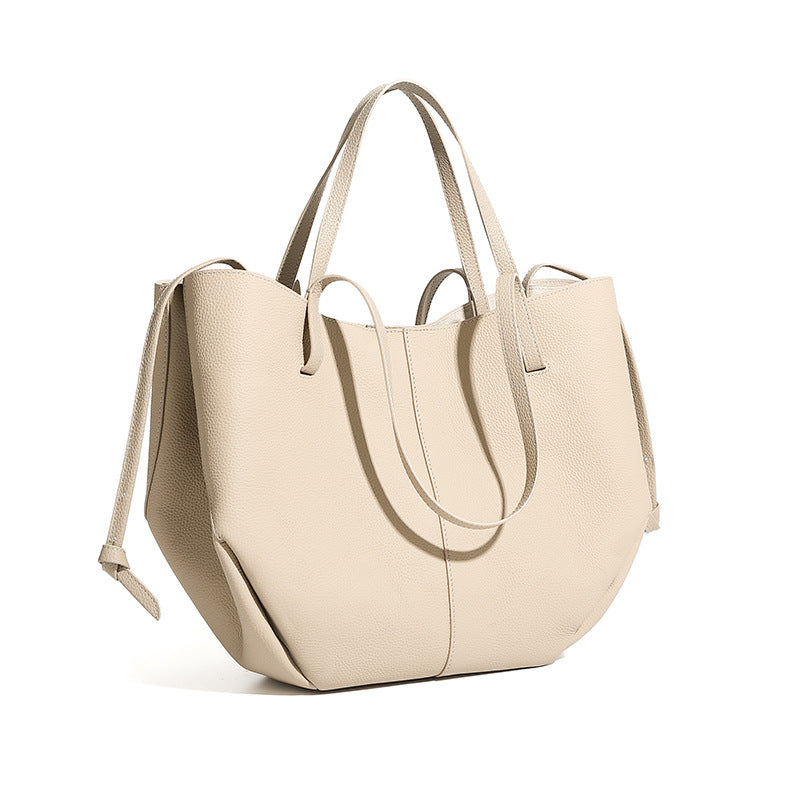 Women’s Leather Tote Bag with Detachable Pouch-RAIIFY