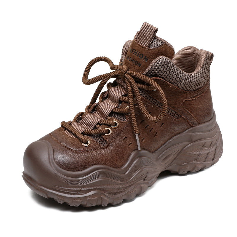 Women Retro Breathable Leather Hiking Casual Shoes-RAIIFY