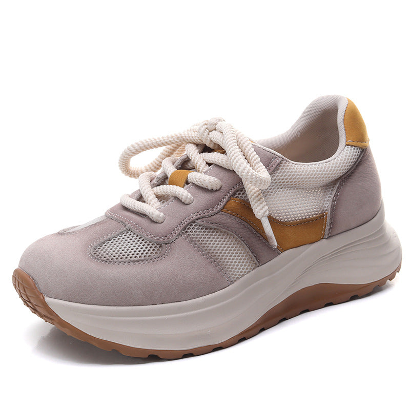 Women's Fashion Breathable Mesh Leather Casual Sneakers-RAIIFY