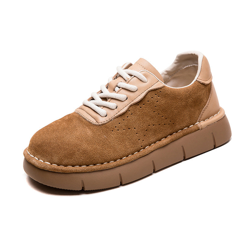 Women Minimalism Vintage Suede Flat Casual Shoes-RAIIFY