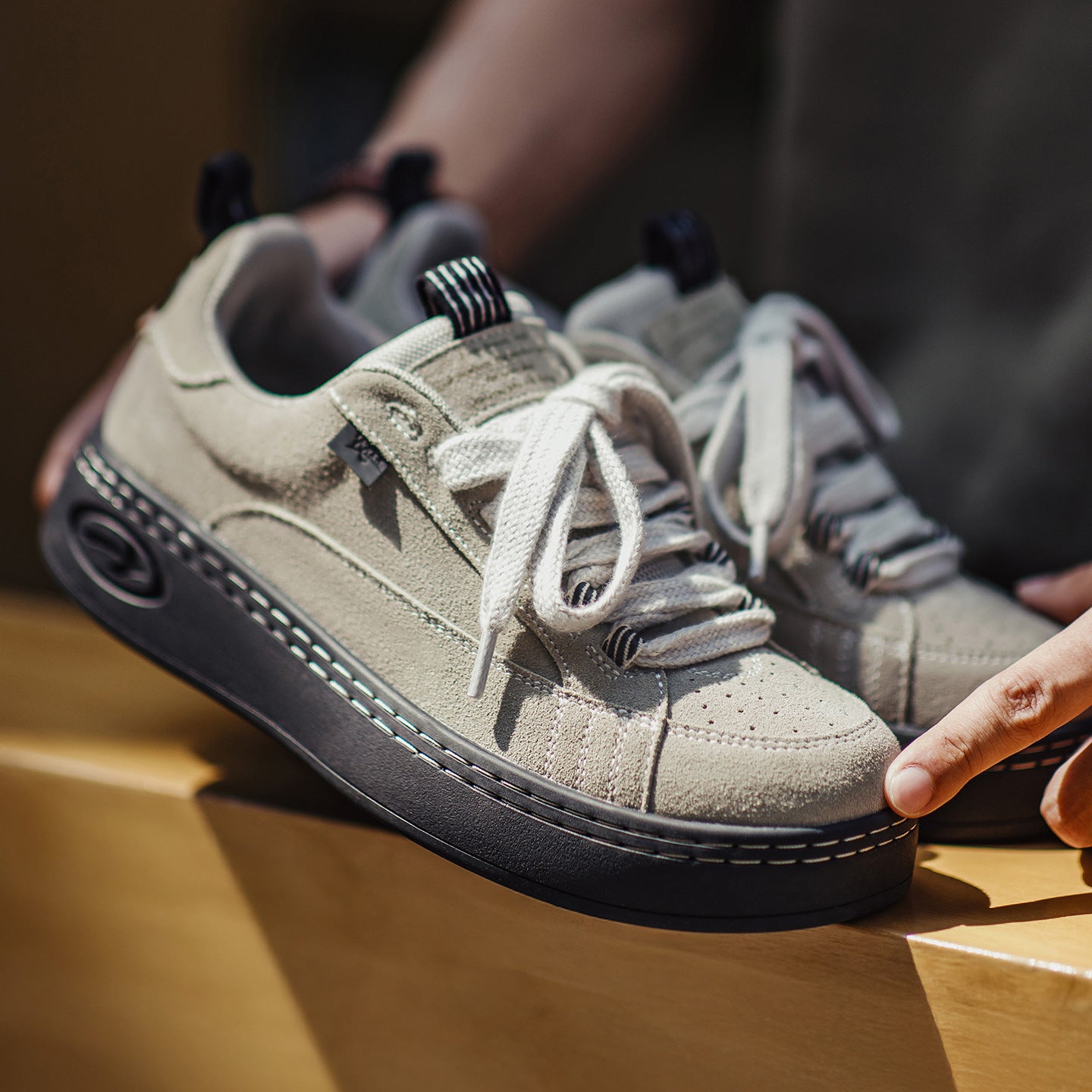 Men's Low Top Casual Leather Skate Shoes-RAIIFY