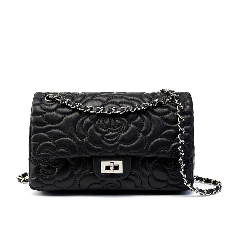 Women Stylish Embossed Leather Chain Strap Shoulder Bag-RAIIFY