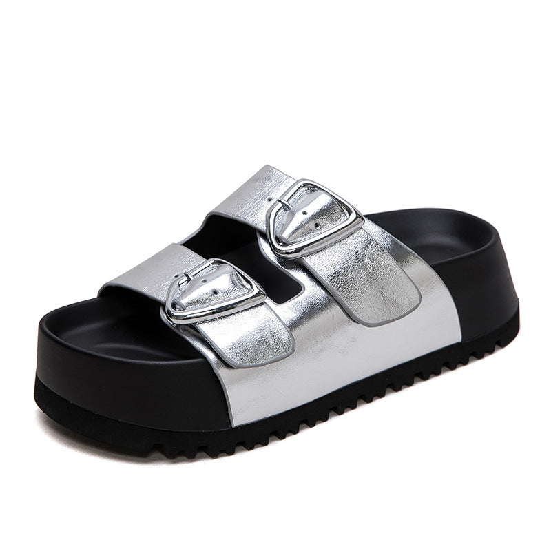 Women Summer Casual Thick Soled Flat Slides-RAIIFY