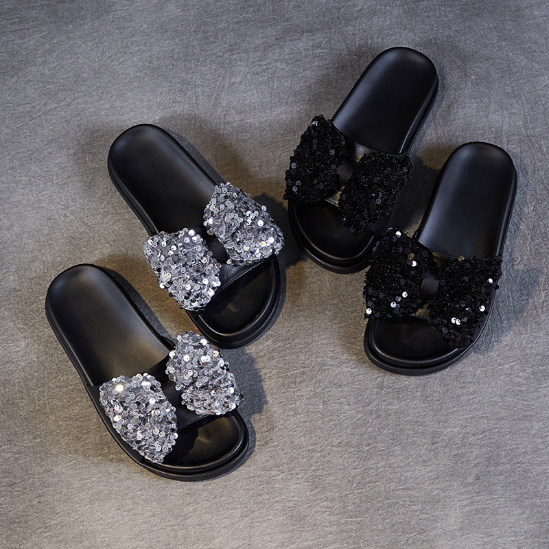 Women Summer Fashion Crystal Bowknot Slides-RAIIFY