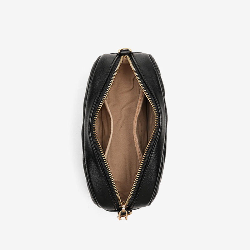 Women's Plain Quilted Leather Chain Crossbody Bag-RAIIFY