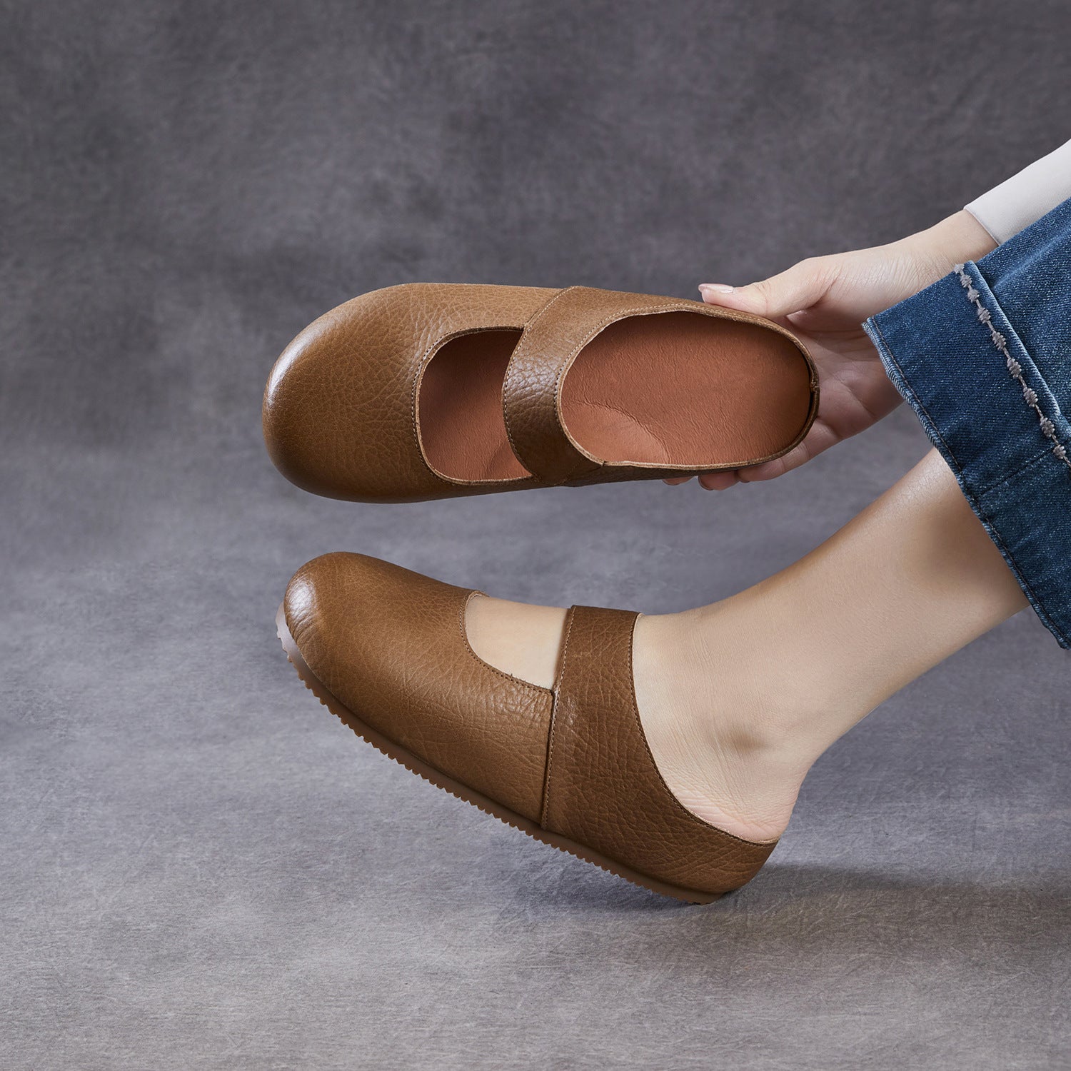 Women's Genuine Leather Slip-On Birkenstock Style Mules-RAIIFY