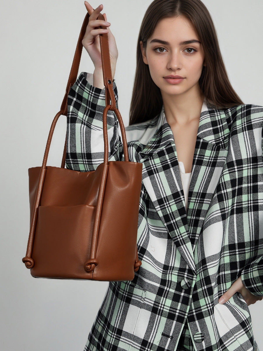 Women’s Vintage Genuine Leather Casual Bucket Bag-RAIIFY