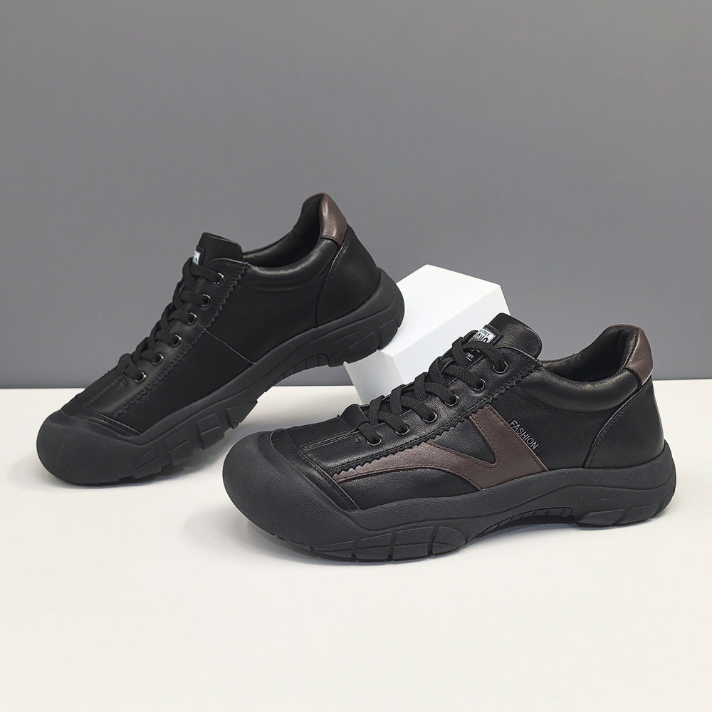 Men Vintage Leather Flat Soft Casual Sneakers-RAIIFY