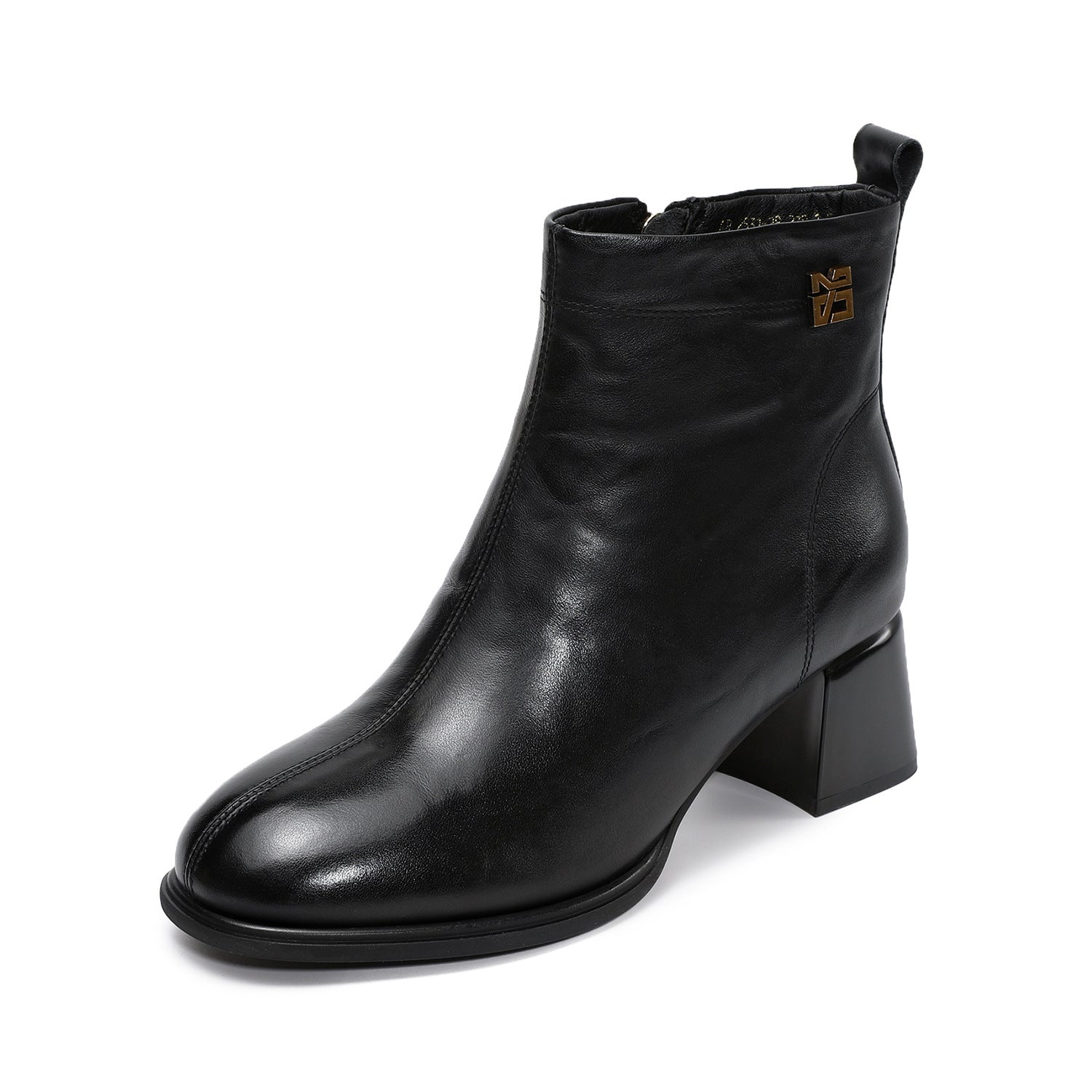 Women's Retro Leather Furred Chunky Heel Ankle Boots-RAIIFY