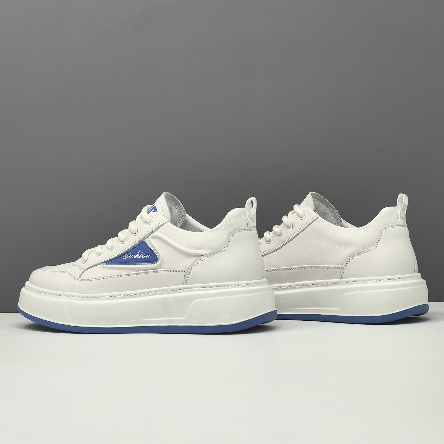 Men Genuine Leather Thick Sole Breathable Patchwork Casual Sneakers-RAIIFY