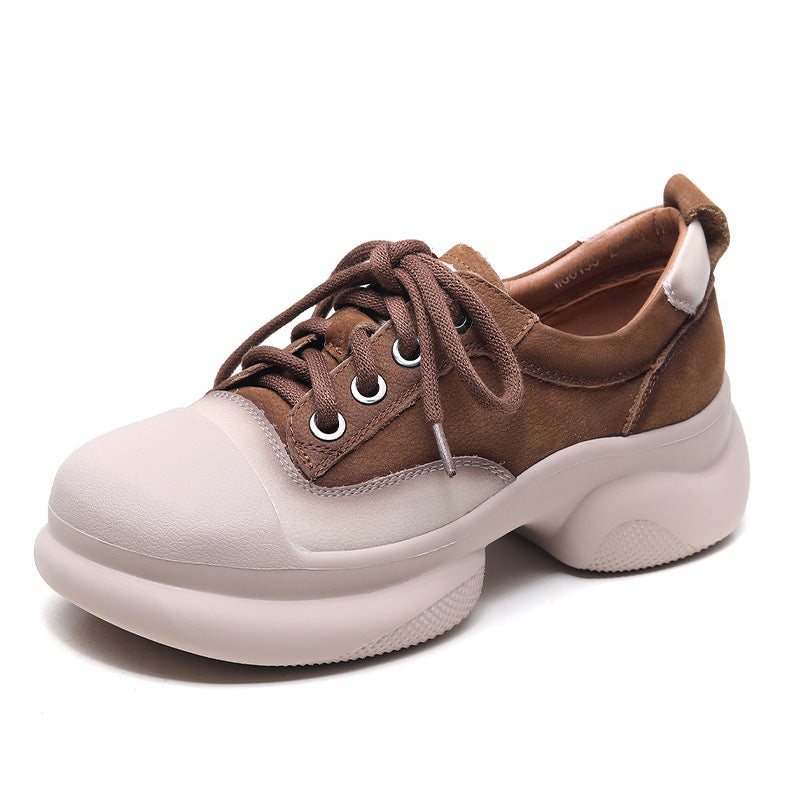 Women Fashion Leather Low Block Casual Shoes-RAIIFY