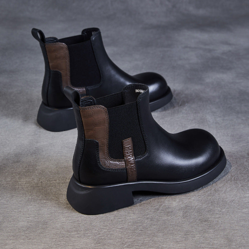 Women Retro Casual Leather Ankle Boots-RAIIFY