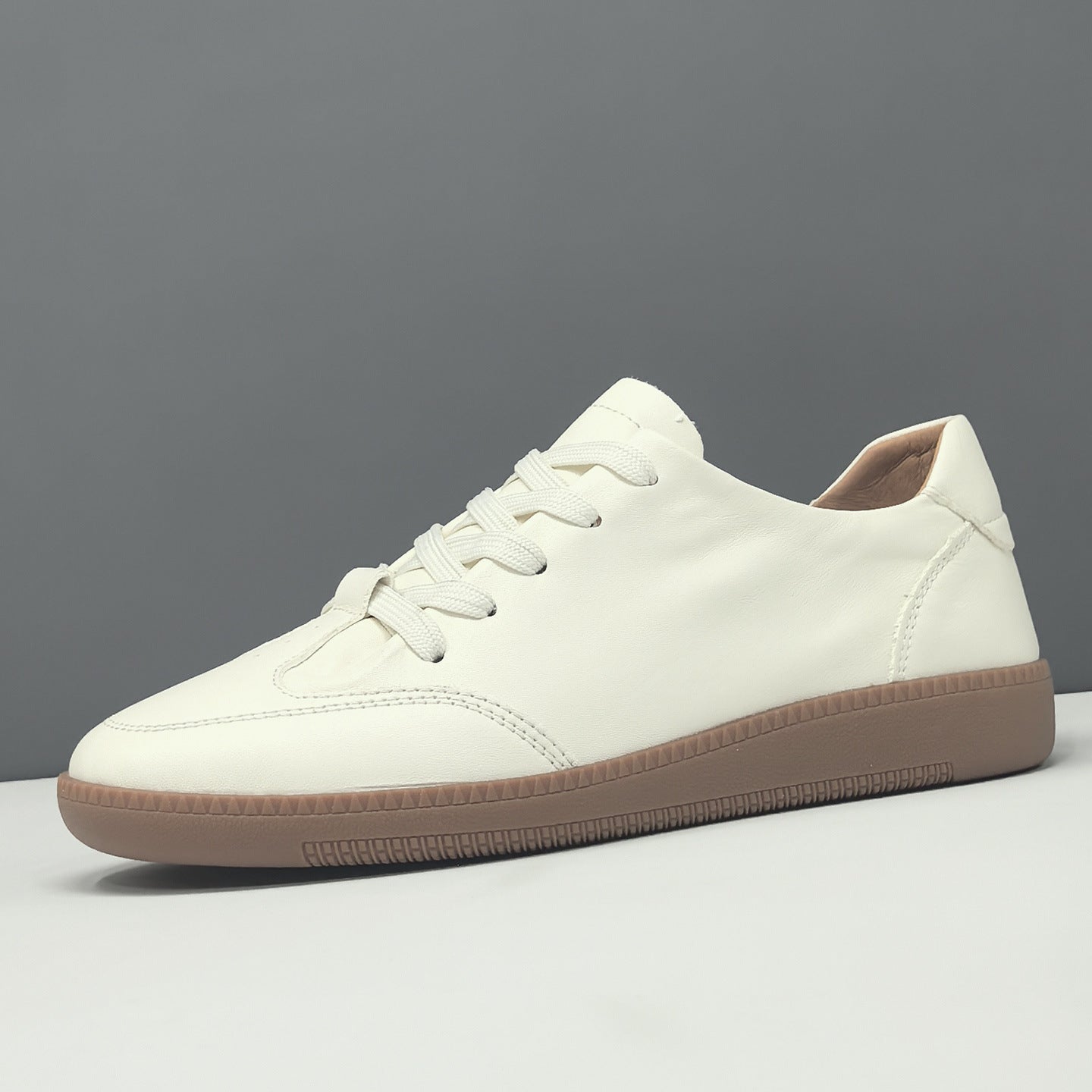 Men's Genuine Leather Minimalist White Casual Shoes-RAIIFY