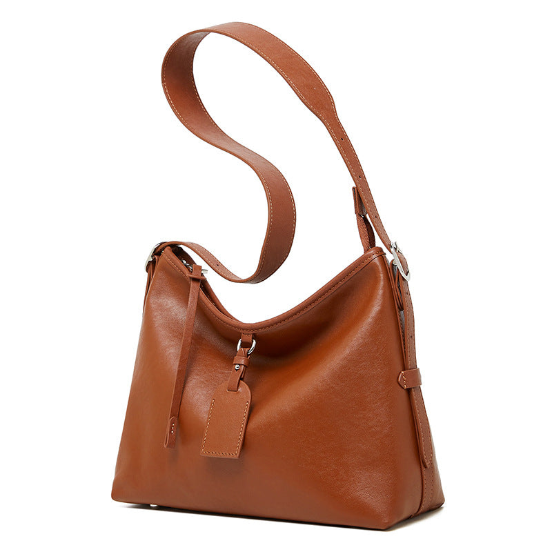 Women's Solid Soft Leather Large Capacity Cross Body Bag-RAIIFY