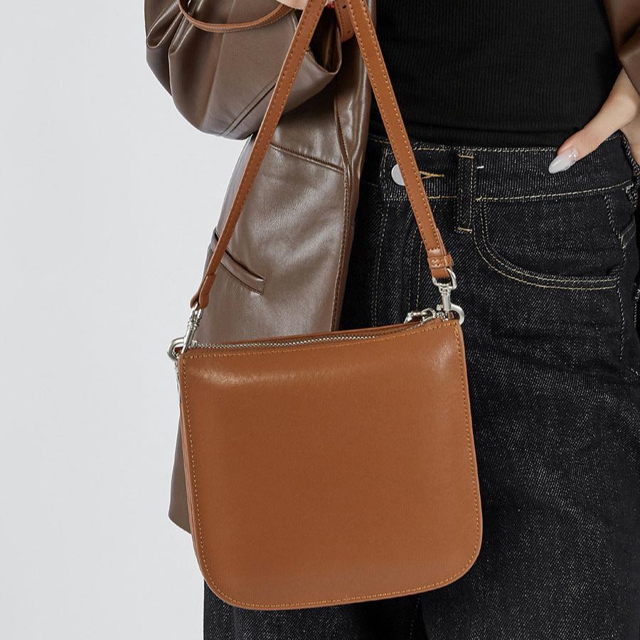 Women Minimalism Retro Solid Leather Cross Body Bag-RAIIFY