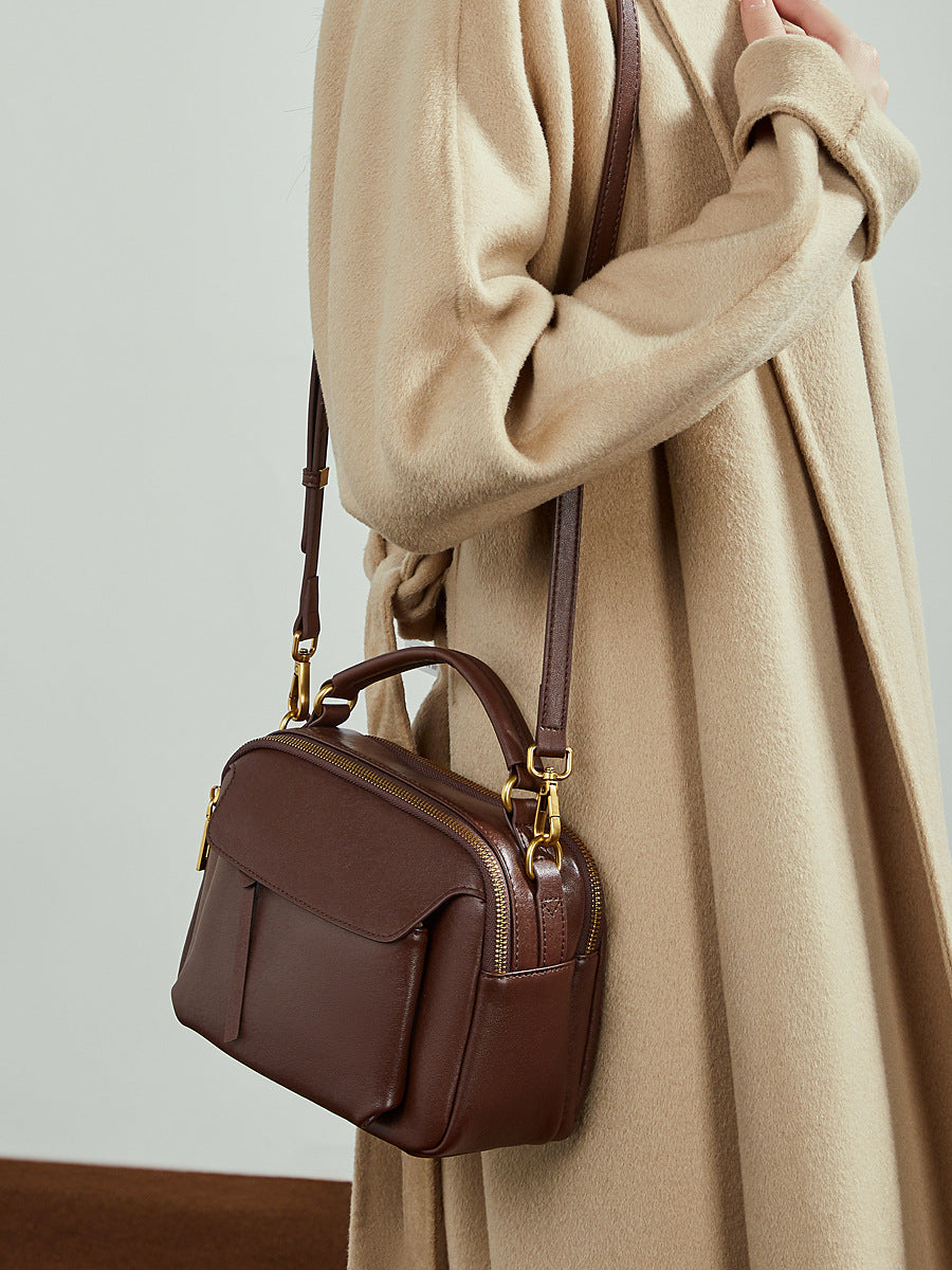 Women's Fashion Tanned Leather Boston Bag-RAIIFY