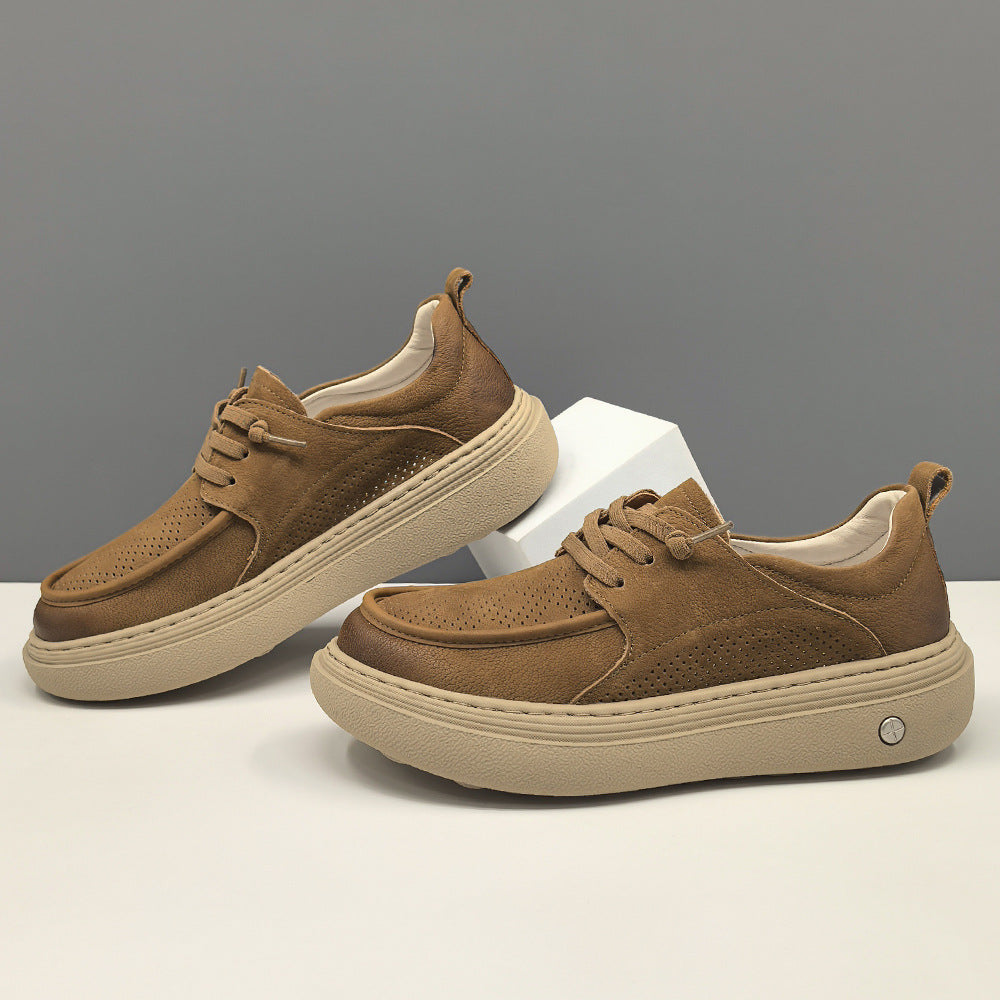 Men Minimalism Plain Breathable Leather Casual Shoes-RAIIFY