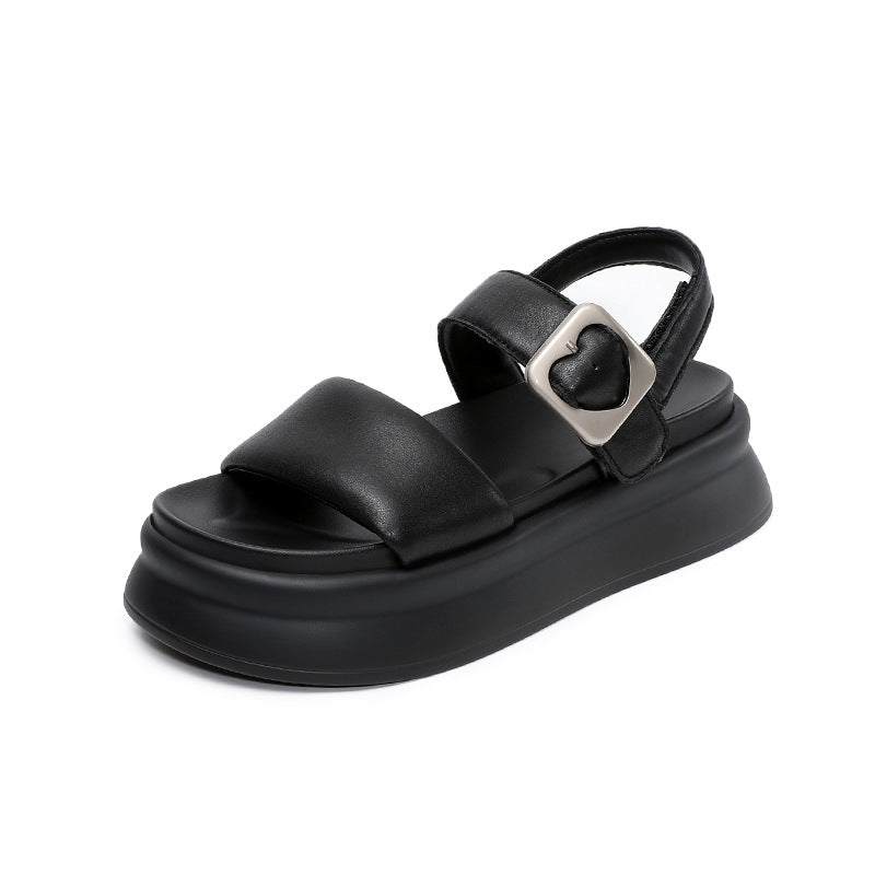 Women's Leather Summer Thick Soled Casual Sandals-RAIIFY