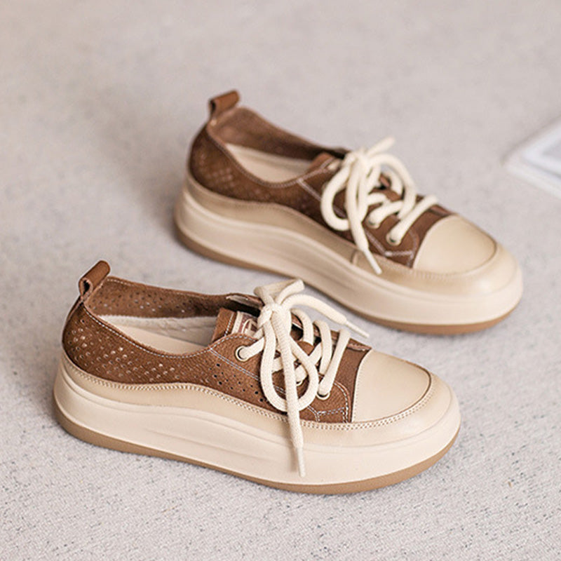 Women Breathable Soft Hollow Leather Casual Shoes-RAIIFY