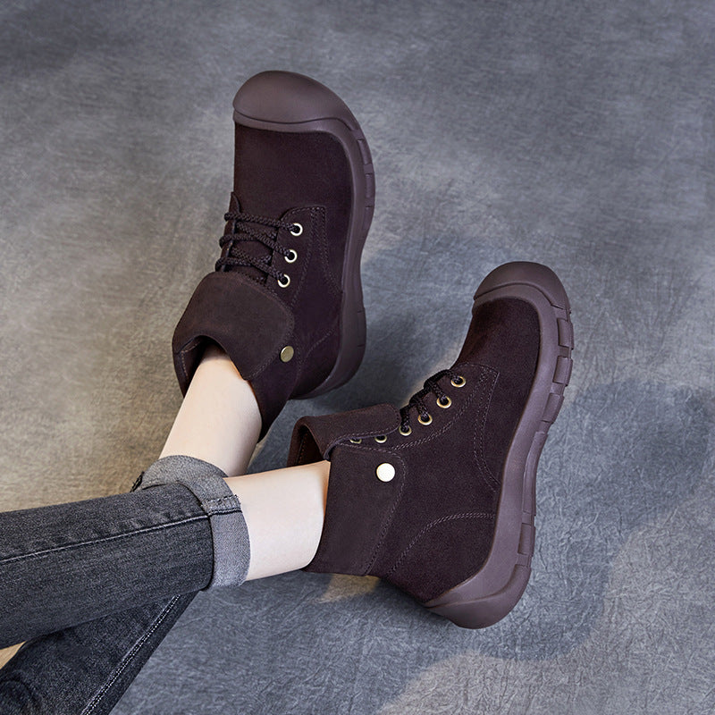 Women Solid Suede Casual Ankle Boots-RAIIFY