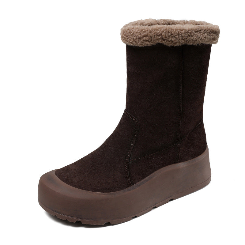 Women's Winter Suede Furred Thick Soled Snow Boots-RAIIFY