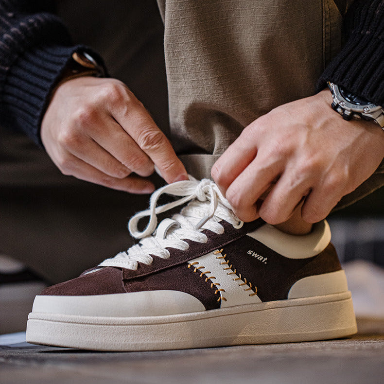 Men's Fashion Patchwork Suede Flat Casual Sneakers-RAIIFY