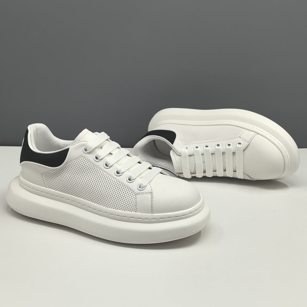 Men Fashion Hollow Breathable Leather Casual Court Sneakers-RAIIFY
