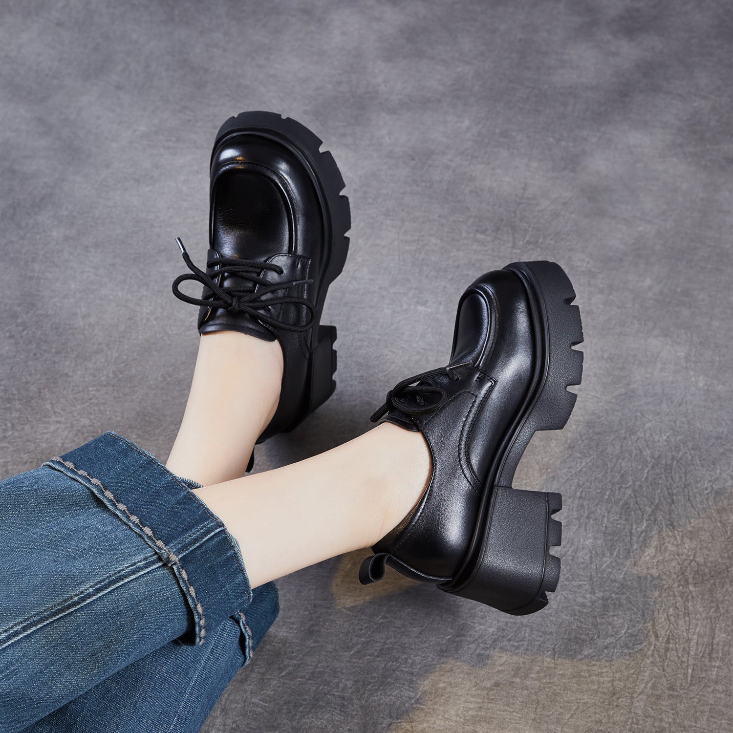 Women's Minimalist Genuine Leather Thick Sole Loafers-RAIIFY