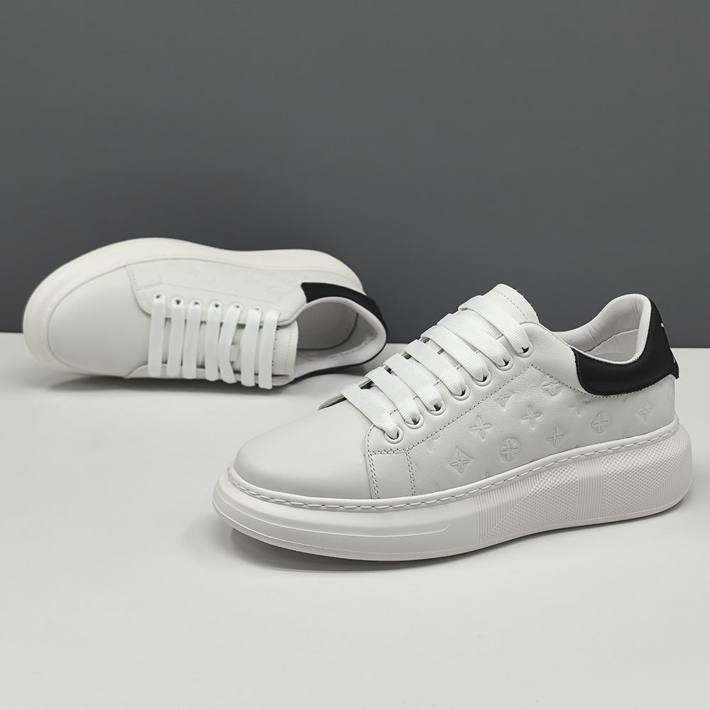 Men Fashion Embossed Leather Casual Court Sneakers-RAIIFY