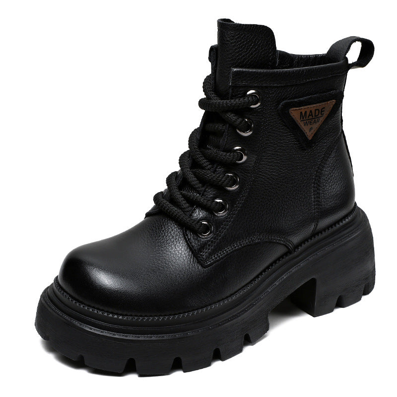 Women Retro Fashion Leather Comfort Platform Boots-RAIIFY